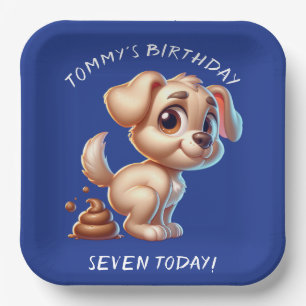 Funny Dog Pooping Personalized Paper Plate