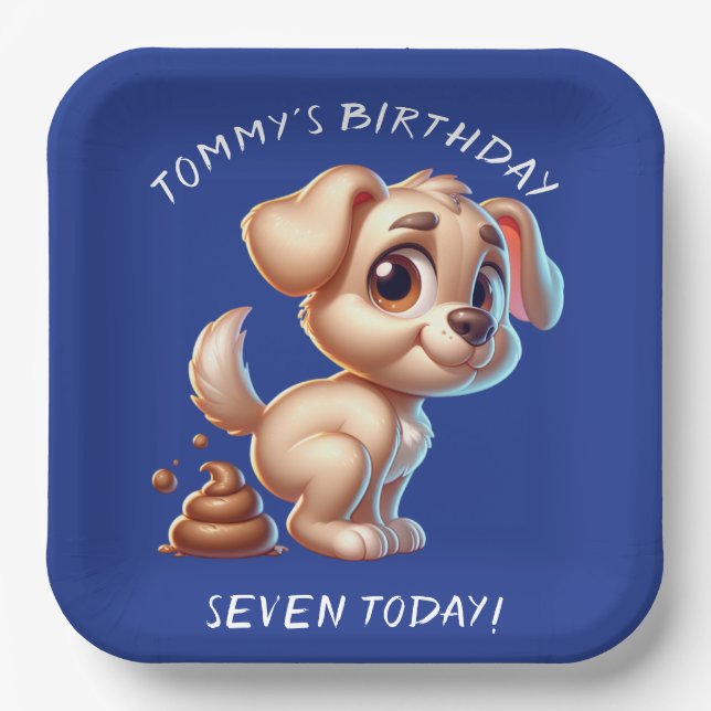 Funny Dog Pooping Personalized Paper Plate (Front)