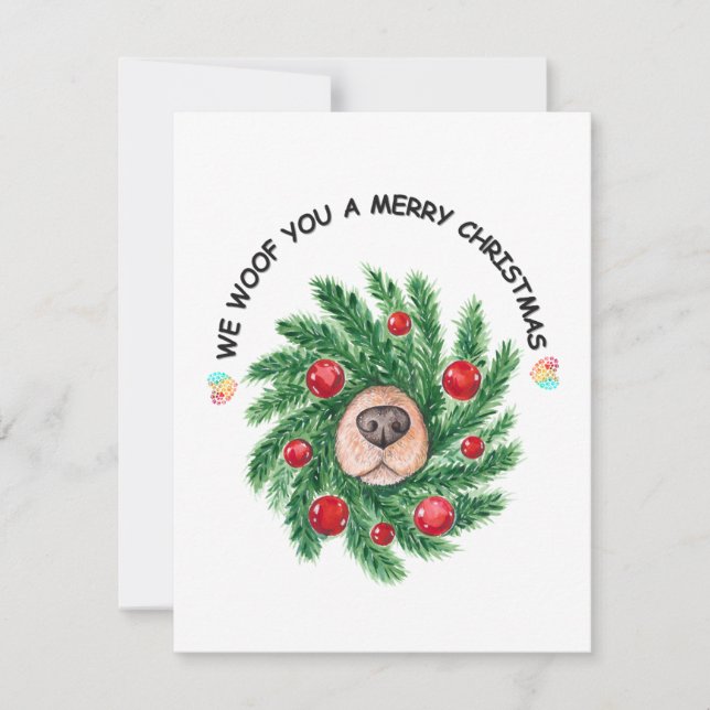 Funny Dog Pun Cute Christmas Dog Lover Holiday Card (Front)