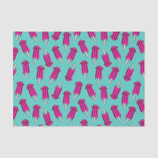 Funny Dog Pun Pattern | Pupsicle Tissue Paper (Front)