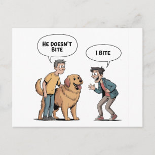 Funny Dog Quote Cartoon I Bite Humor Holiday Postcard