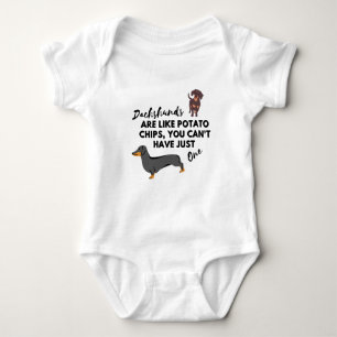 funny Dog Quote: Dachshunds and Potato Chips Baby Bodysuit