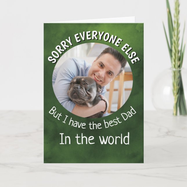 Funny dog Quote Fathers Day Custom Photo Green Thank You Card (Front)