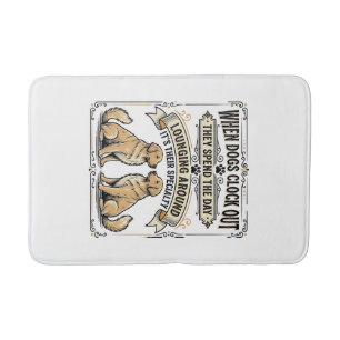 Funny Dog Quote Vintage Engraving Lounging Pups Sh Bath Mat