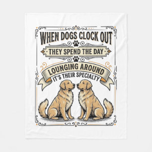 Funny Dog Quote Vintage Engraving Lounging Pups Sh Fleece Blanket