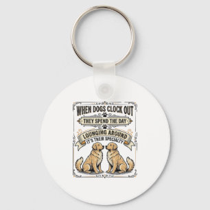 Funny Dog Quote Vintage Engraving Lounging Pups Sh Keychain