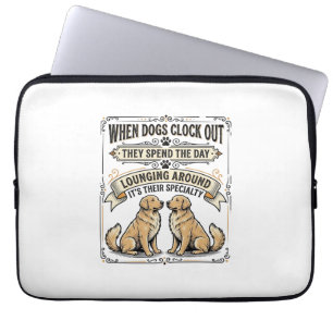Funny Dog Quote Vintage Engraving Lounging Pups Sh Laptop Sleeve