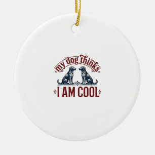 Funny Dog Quote Vintage Engraving T-Shirt Design_1 Ceramic Ornament
