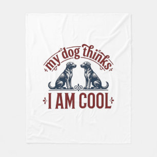 Funny Dog Quote Vintage Engraving T-Shirt Design_1 Fleece Blanket