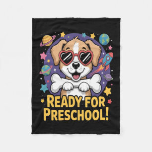 Funny Dog Ready For Preschool Vibes Back To School Fleece Blanket