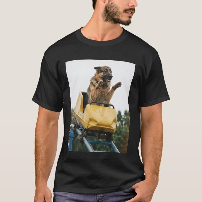 Funny Dog Roller Coaster Meme Silly Graphic German T-Shirt (Front)