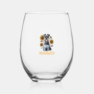 Funny Dog Schnauzer  Stemless Wine Glass