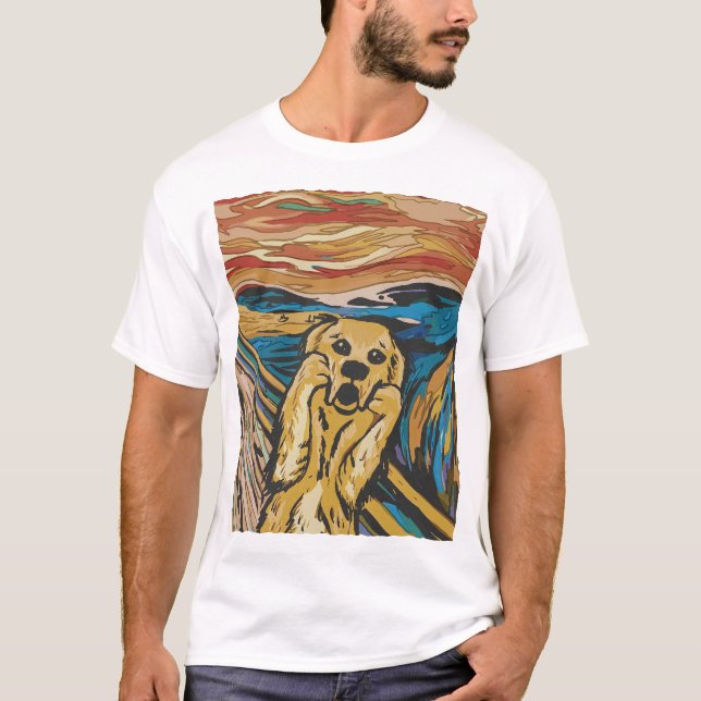 Funny Dog Scream Parody – Cute Expressionist Pet  T-Shirt (Front)