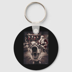 Funny Dog Selfie With Santa Xmas Christmas Keychain