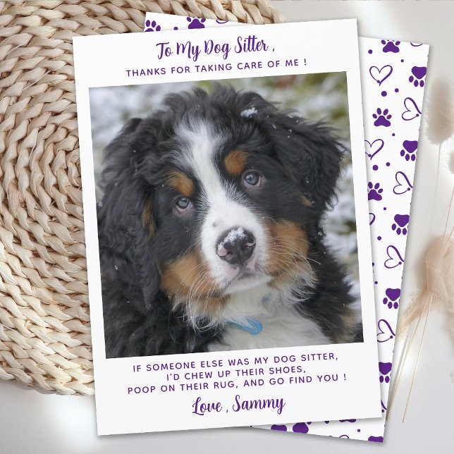 Funny Dog Sitter Custom Pet Puppy Photo Thank You Card (Creator Uploaded)
