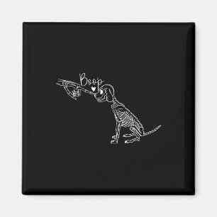 Funny Dog Skeleton Hand Boop Halloween Puppy Dog L Magnet