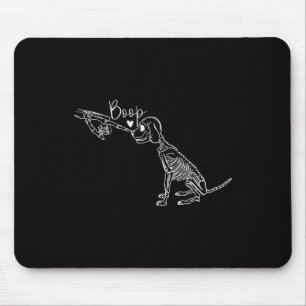 Funny Dog Skeleton Hand Boop Halloween Puppy Dog L Mouse Pad