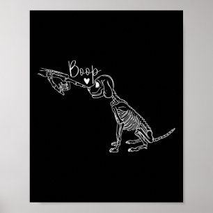 Funny Dog Skeleton Hand Boop Halloween Puppy Dog L Poster