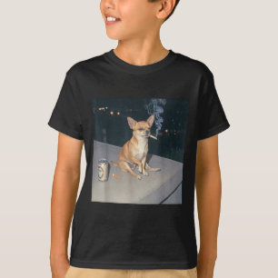 Funny dog smoking chihuahua meme cigarette beer Fu T-Shirt