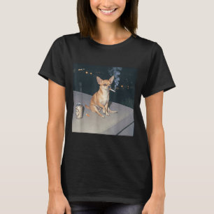 Funny dog smoking chihuahua meme cigarette beer  T-Shirt