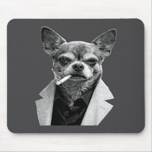 Funny Dog Smoking Cigarette Chihuahua Meme Humor L Mouse Pad
