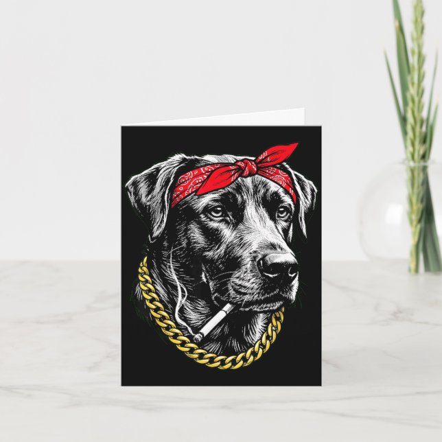 Funny dog smoking cigarette labrador retriever card (Front)