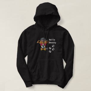 Funny dog smoking Hello Beauty men black Hoodie