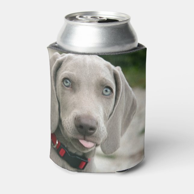 Funny Dog Sticking Tongue Out Photo Can Cooler (Can Back)