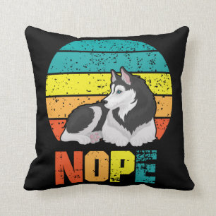 Funny Dog Stubborn Husky Lazy Puppy Throw Pillow