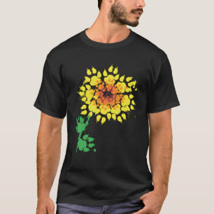 Funny Dog Sunflower Paw Print Gift Animal Lovers F T-Shirt