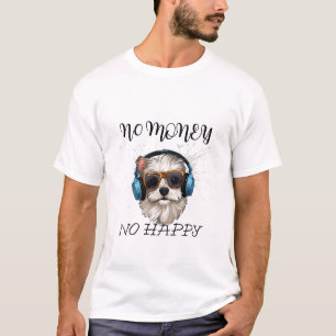 funny dog T-shirt- Cute puppy with headphonees T-Shirt