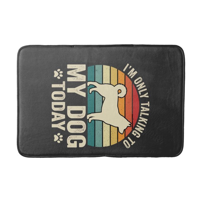 Funny Dog Talking Retro Sunset Bath Mat (Front)