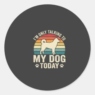Funny Dog Talking Retro Sunset Classic Round Sticker
