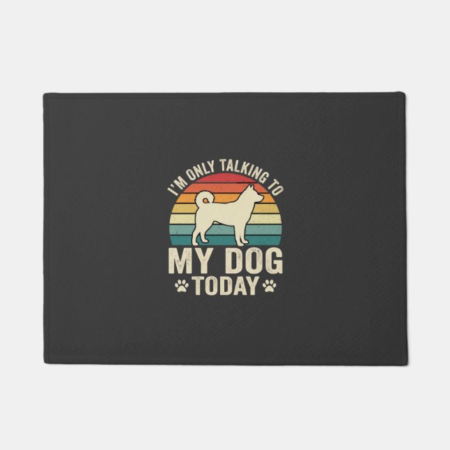 Funny Dog Talking Retro Sunset Doormat (Front)
