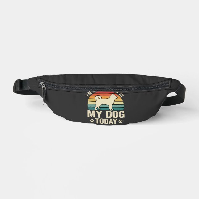 Funny Dog Talking Retro Sunset Fanny Pack (Front)