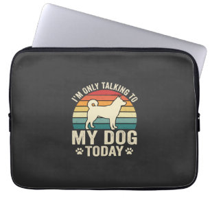 Funny Dog Talking Retro Sunset Laptop Sleeve