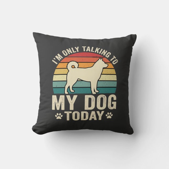 Funny Dog Talking Retro Sunset Throw Pillow (Front)
