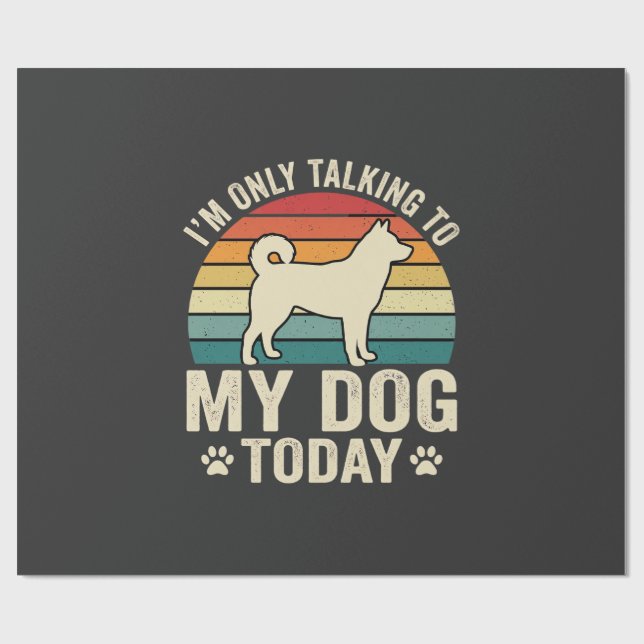 Funny Dog Talking Retro Sunset Wrapping Paper (Flat)