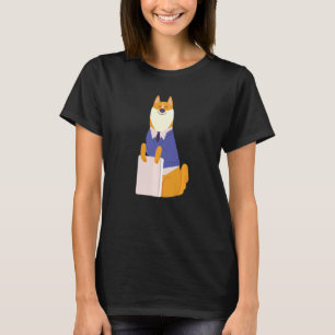 Funny Dog Teacher Professor Reading  Bookworm T-Shirt