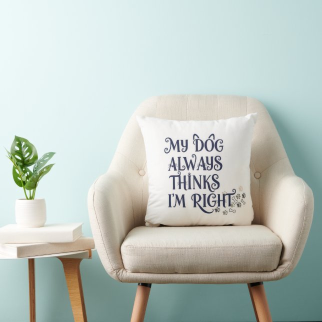 Funny Dog Text Throw Pillow (Chair)
