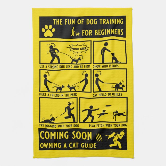 Funny Dog Training Instruction Manual Kitchen Towel (Vertical)