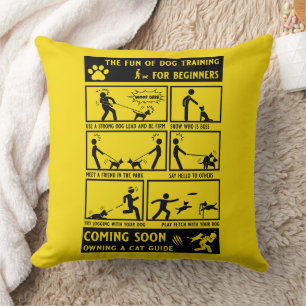 Funny Dog Training Instruction Manual Throw Pillow