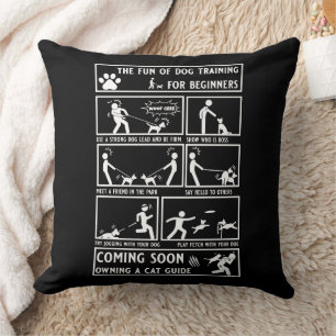 Funny Dog Training Instruction Manual Throw Pillow