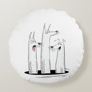 Funny Dog Trio  Round Pillow