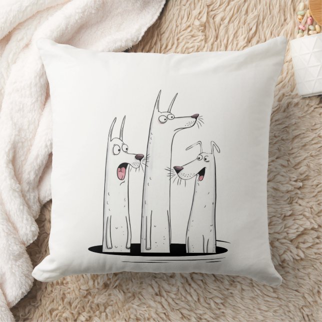 Funny Dog Trio  Throw Pillow (Blanket)