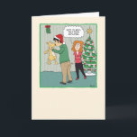 Funny Dog Under Mistletoe Christmas Holiday Card<br><div class="desc">Here's a cute and funny cartoon Christmas card featuring some very powerful mistletoe and one very surprised dog.

Thank you for choosing this original design by © Chuck Ingwersen. I’m an independent artist,  and I post cartoons almost every day on Instagram: https://www.instagram.com/captainscratchy</div>