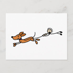 Funny Dog Walk Cartoon Original Postcard