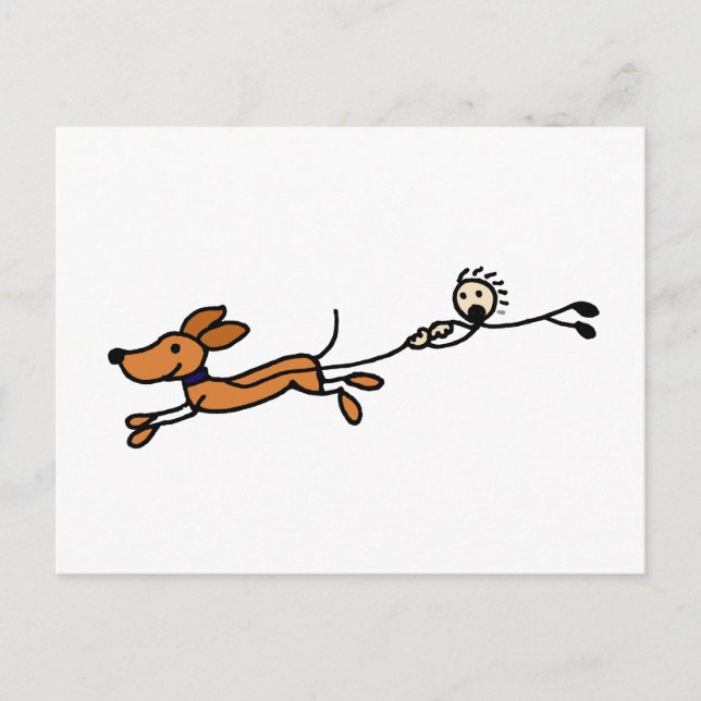 Funny Dog Walk Cartoon Original Postcard (Front)