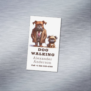Funny Dog Walker Walking Pet Sitting Magnetic Business Card