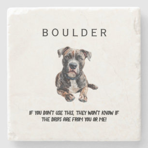 Funny Dog Watercolor Image  Stone Coaster